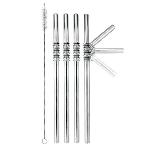 Bendable Stainless Steel Straws w. Cleaning Brush - Best Brushes