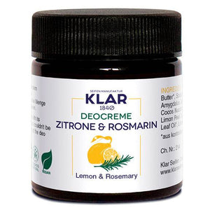 Klar’s Natural Deodorant Cream - Lemon & Rosemary - Best Brushes