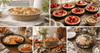 Homemade bakeware recipe collage with peach cobbler loaf, raspberry cheesecake tartlets, pumpkin custard tart, savory brunch loaf, and lemon blueberry ricotta cake.