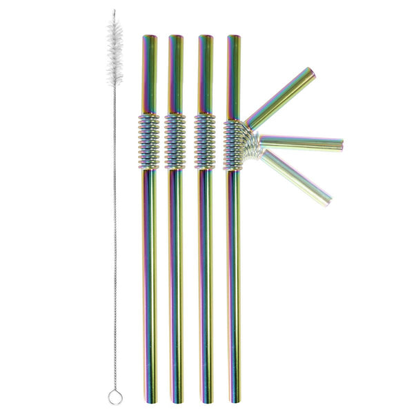 Rainbow Bendable Metal Straws (Set of 4)
