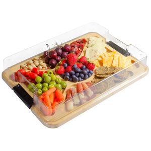 Flip, Serve & Store Charcuterie Board with Locking Lid | Reversible Bamboo Prep & Serving Board