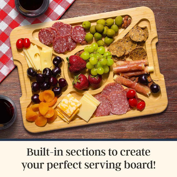 Flip, Serve & Store Charcuterie Board with Locking Lid | Reversible Bamboo Prep & Serving Board