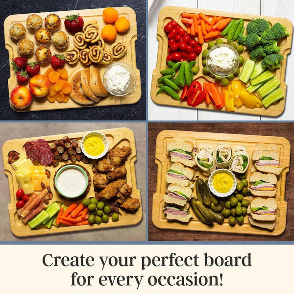 Flip, Serve & Store Charcuterie Board with Locking Lid | Reversible Bamboo Prep & Serving Board