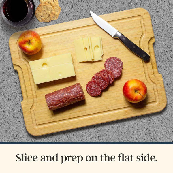 Flip, Serve & Store Charcuterie Board with Locking Lid | Reversible Bamboo Prep & Serving Board