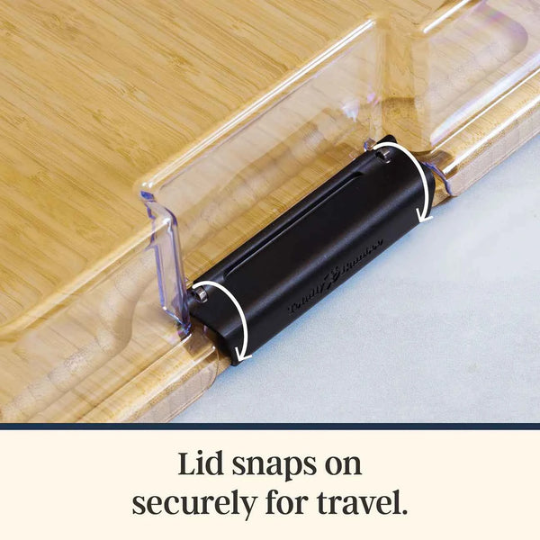 Flip, Serve & Store Charcuterie Board with Locking Lid | Reversible Bamboo Prep & Serving Board
