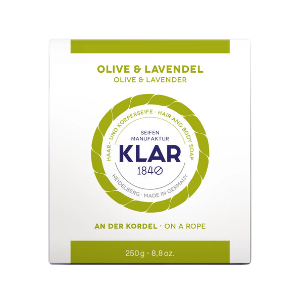 Klar Olive Oil & Lavender Body & Hair Soap on Rope