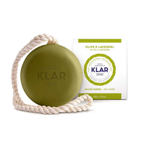 Klar Olive Oil & Lavender Body & Hair Soap on Rope