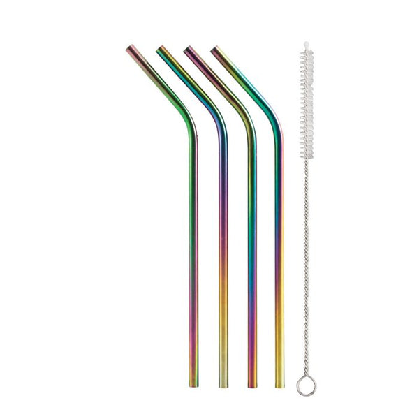 Rainbow Metal Straws (Set of 4)