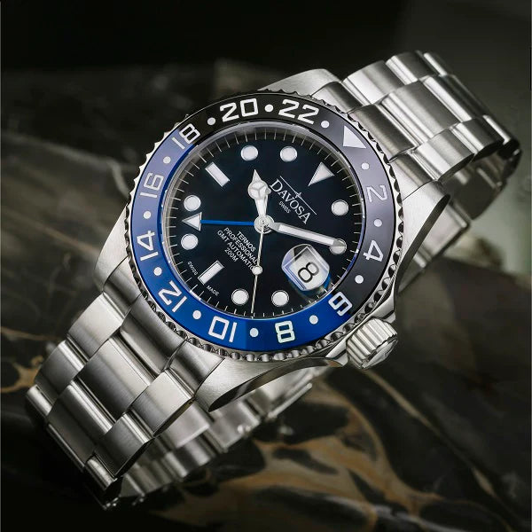 Ternos Professional Automatic 200m GMT Black Blue Diving Watch