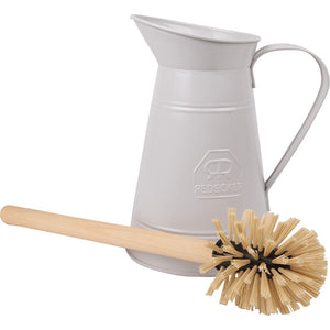 Toilet Brush in Pitcher Holder White